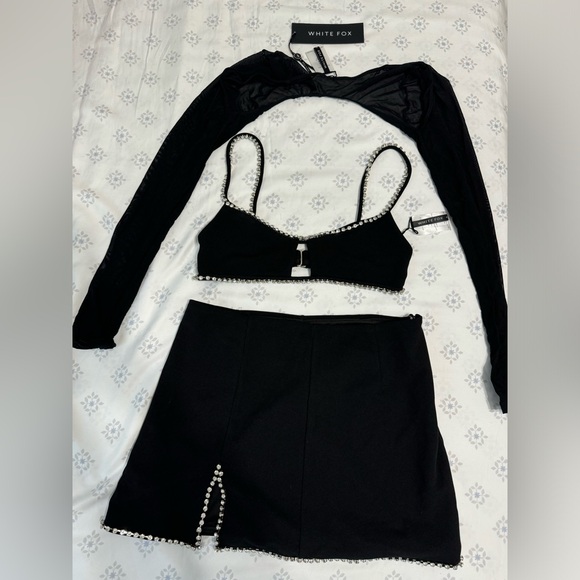 Black matching set from whitefox - top (small) sleeves (small) skirt (medium) - Picture 1 of 1